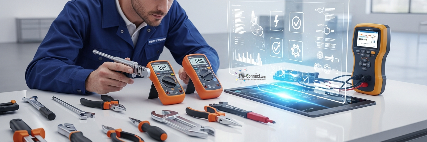Systematische Dokumentation und Prüfung von Industriewerkzeugen im Rahmen des Facility Managements zur Sicherstellung der Arbeitssicherheit.