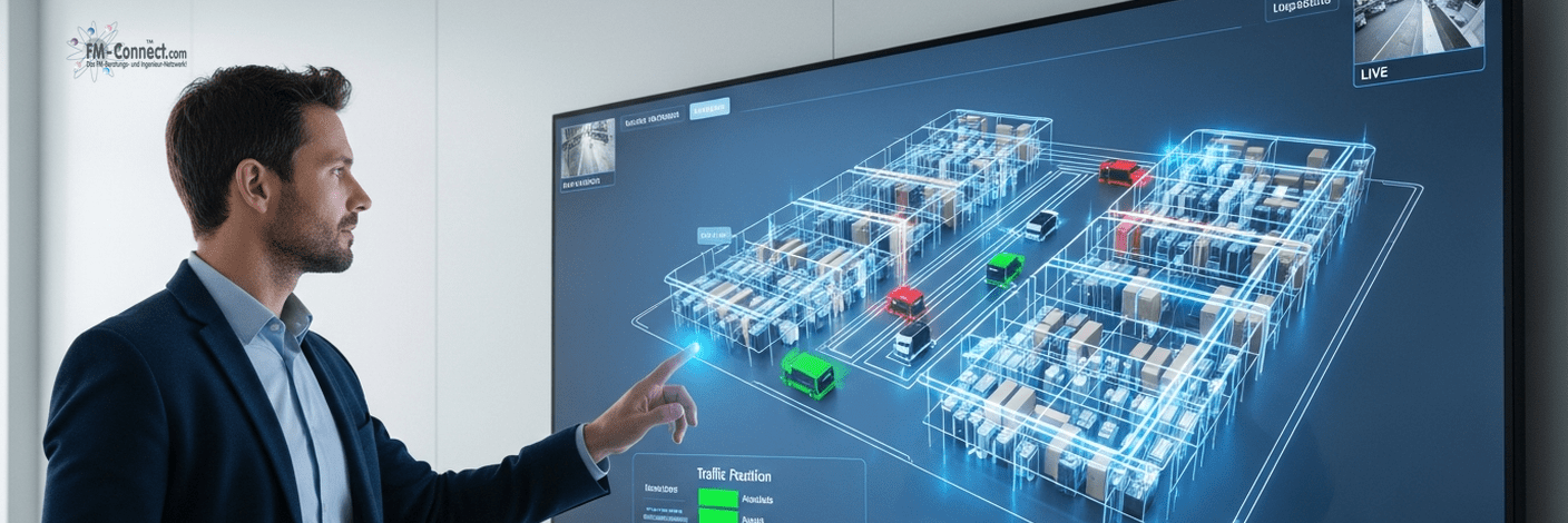 Lager- und Logistikflächen mit sicheren Prozessen und Verkehrswegen im Industriebetrieb